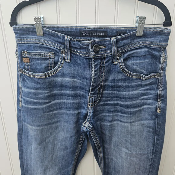 BKE Jake Straight Mens Blue Denim Jeans Size 31 X 32 - Picture 3 of 4